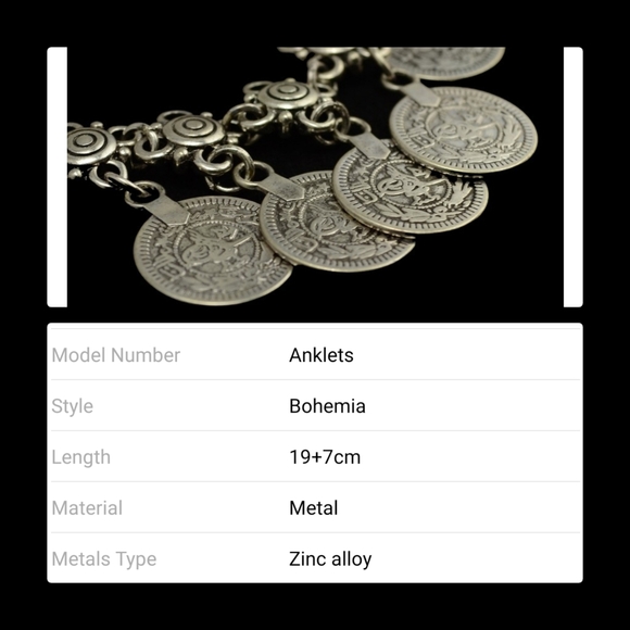 5/25 bohemian silver coin anklet silver unique. Brand new in original package - Picture 7 of 12